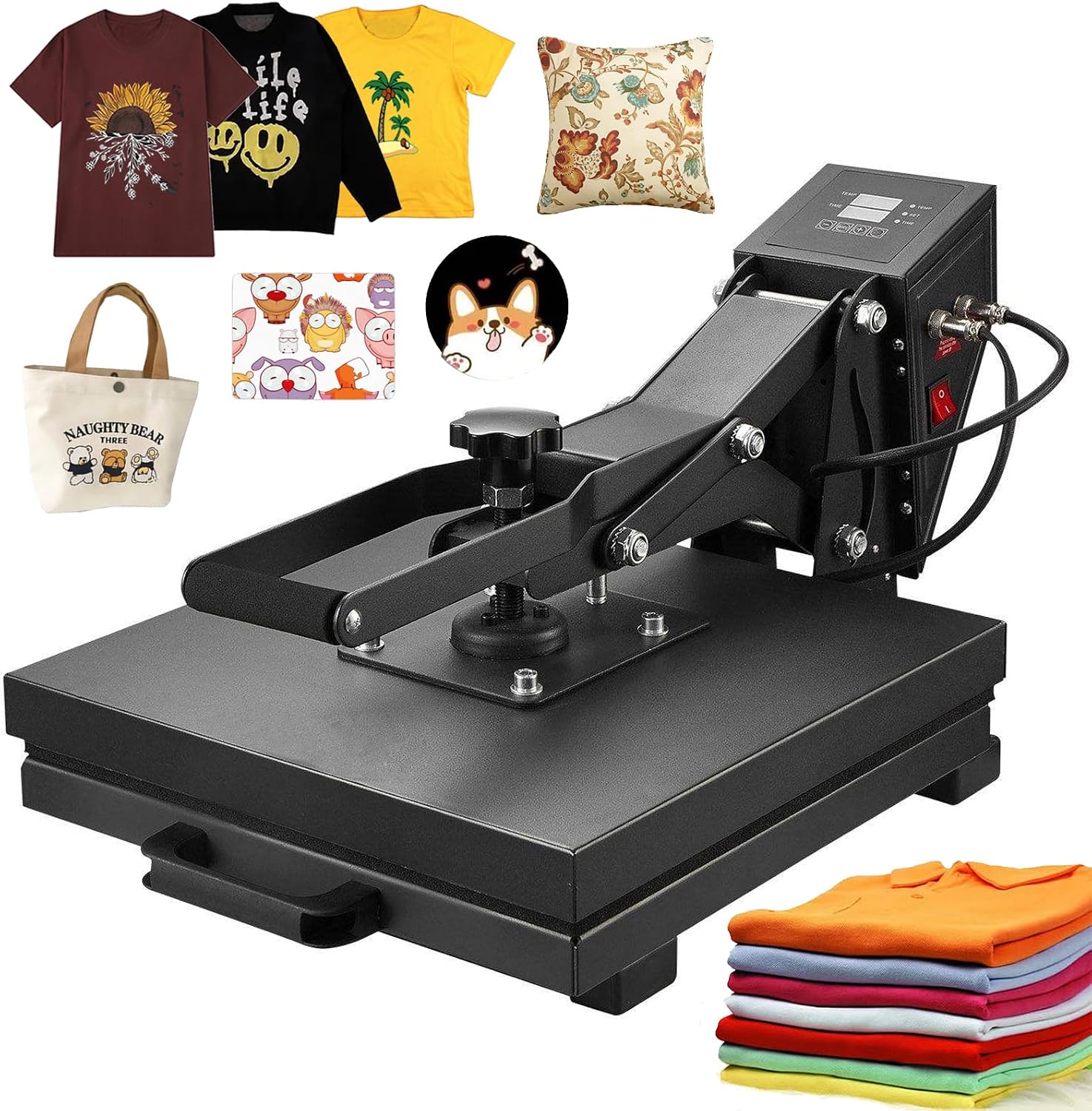 38x38cm T-Shirt Presser Heat Press Sublimation Machine, 1600W, for Canvas Bag Pillows Phonecase, Drawer Push-Pull Design
