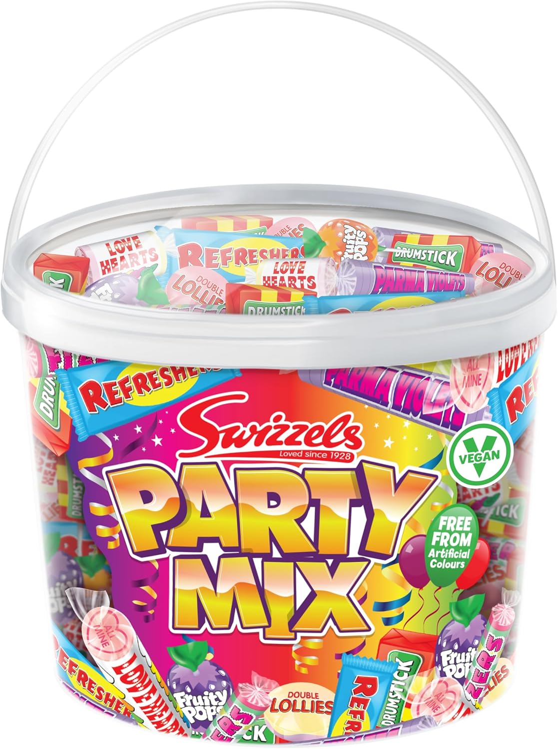 Swizzels Party Mix Tub 785g Retro Sweets in Bulk Vegan Friendly Family Favourite Sweets Ideal for Parties Birthdays Halloween Christmas large