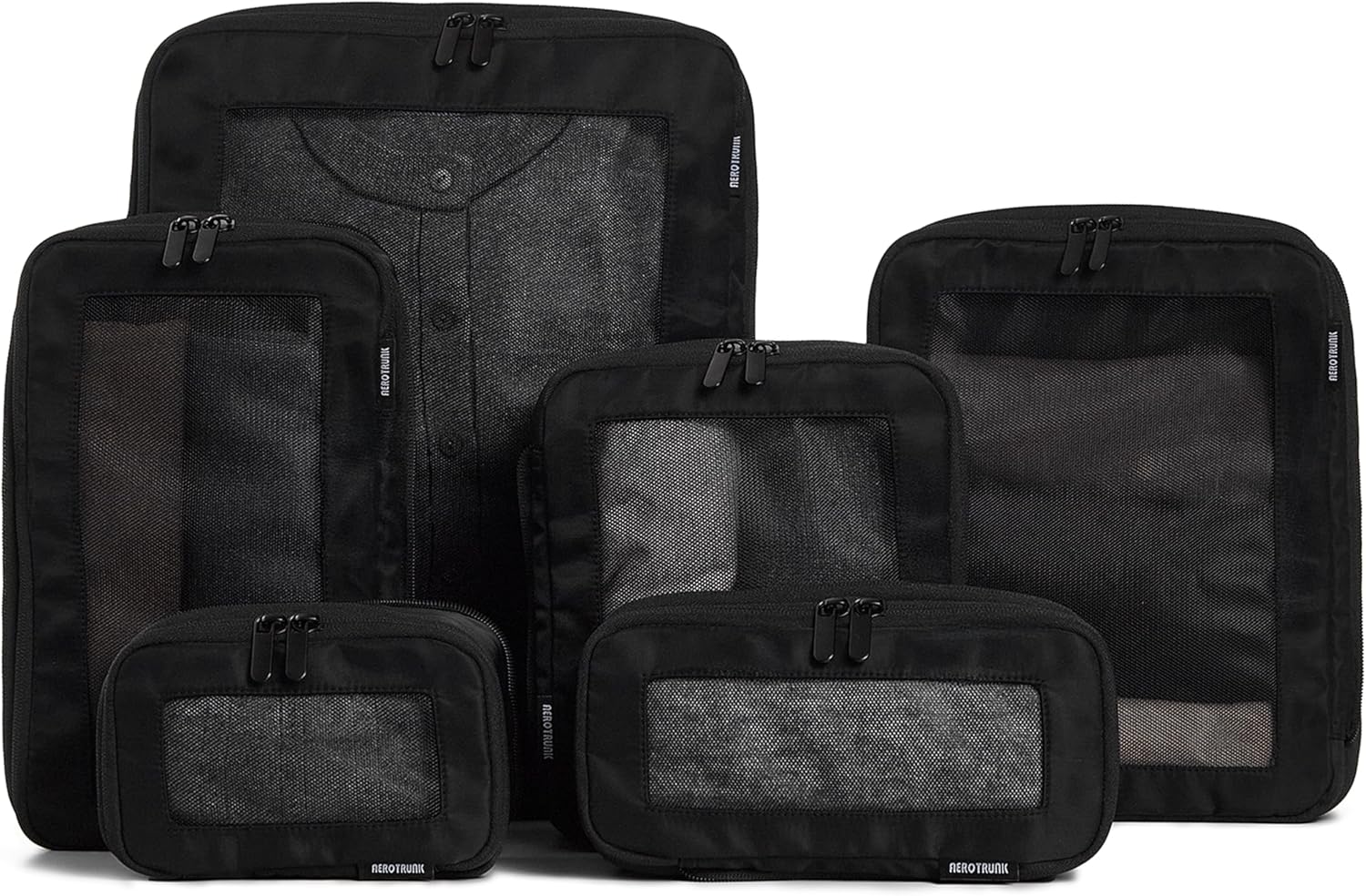 Compression Packing Cubes for Travel - Luggage Organizer Bags - Double Zipper Packing Cubes for Suitcases (6-Pack, Black)