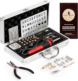 Premium Wood Burning Kit 42PCS | Complete Gift For An Effortlessly Mastering The Art Of Pyrography: 36Tips, Wood Burner Pen with Adjustable Temperature, Metal Stencil, Pliers - All In A Deluxe Case