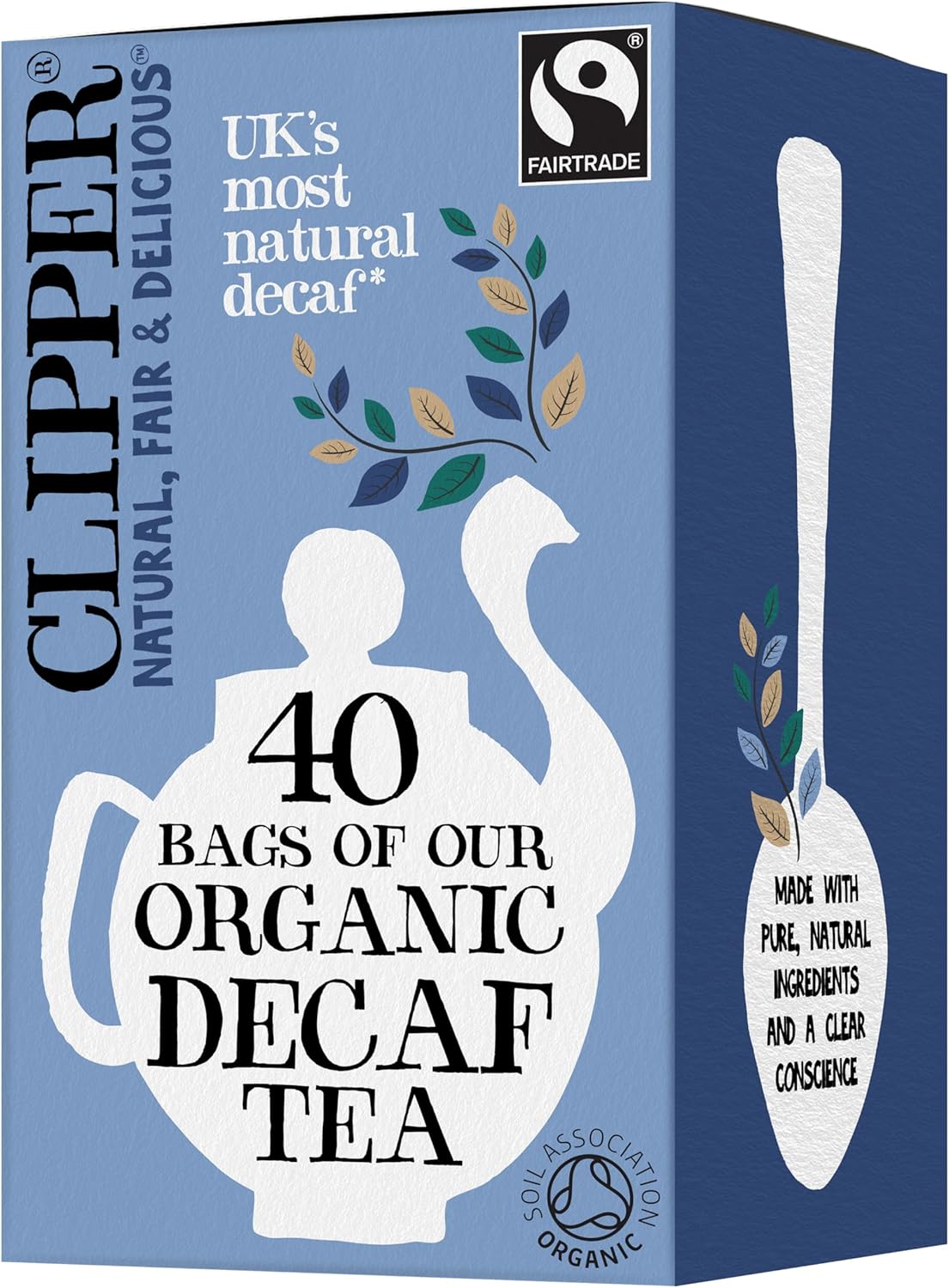 Clipper Organic Everyday Decaf Tea Bags | Natural, Unbleached, Plant-Based Biodegradable & Non GM Black Tea Bags | Eco Conscious, Organically Grown & Fair Trade Tea (40 Teabags)