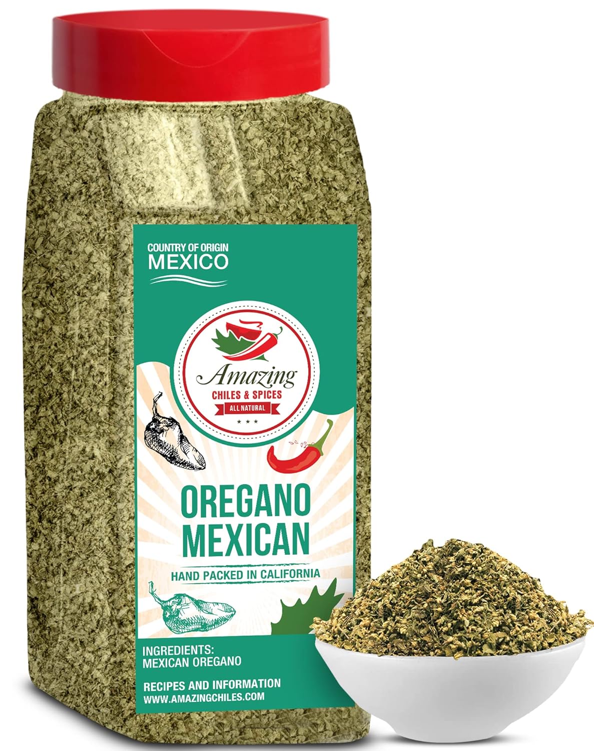 Dried Mexican Oregano (4 oz) – Fresh and Fragrant - Dried Whole Leaves – Great in Mexican Recipes like Pasole, Stews, Salsa, Meats, Enchiladas. Resealable Bag. By Amazing Chiles and Spices.