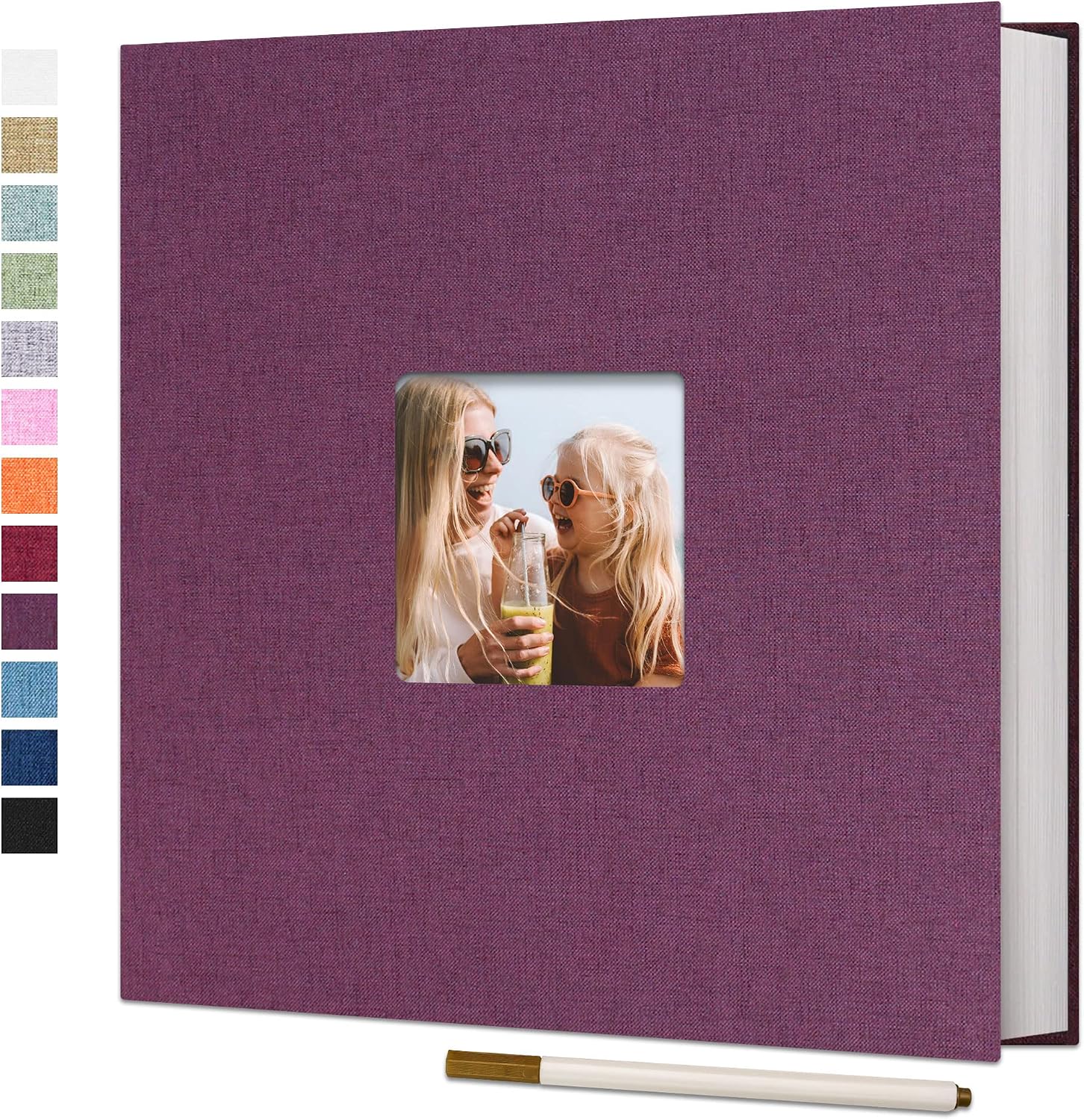 Vienrose Large Photo Album Self Adhesive for 4x6 8x10 Pictures Linen Scrapbook Album DIY 40 Blank Pages with A Metallic Pen | Linen Cover, Scrapbook, Fits 4X6 8X10 Pictures, Metallic Pen Included, Diy