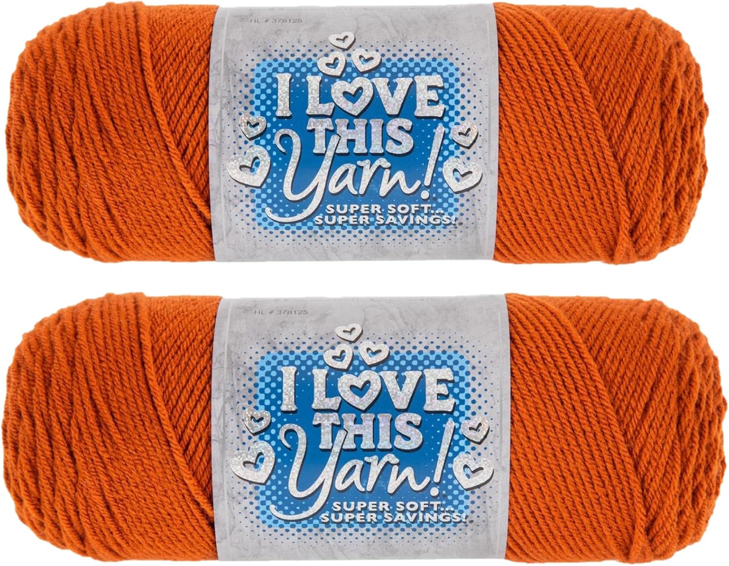 Hobby Lobby I Love This Yarn - 4 Medium 100% Acrylic Yarn for Crocheting & Knitting Blankets, Hats & Accessories, Set of 2, 154 Burnt Pumpkin