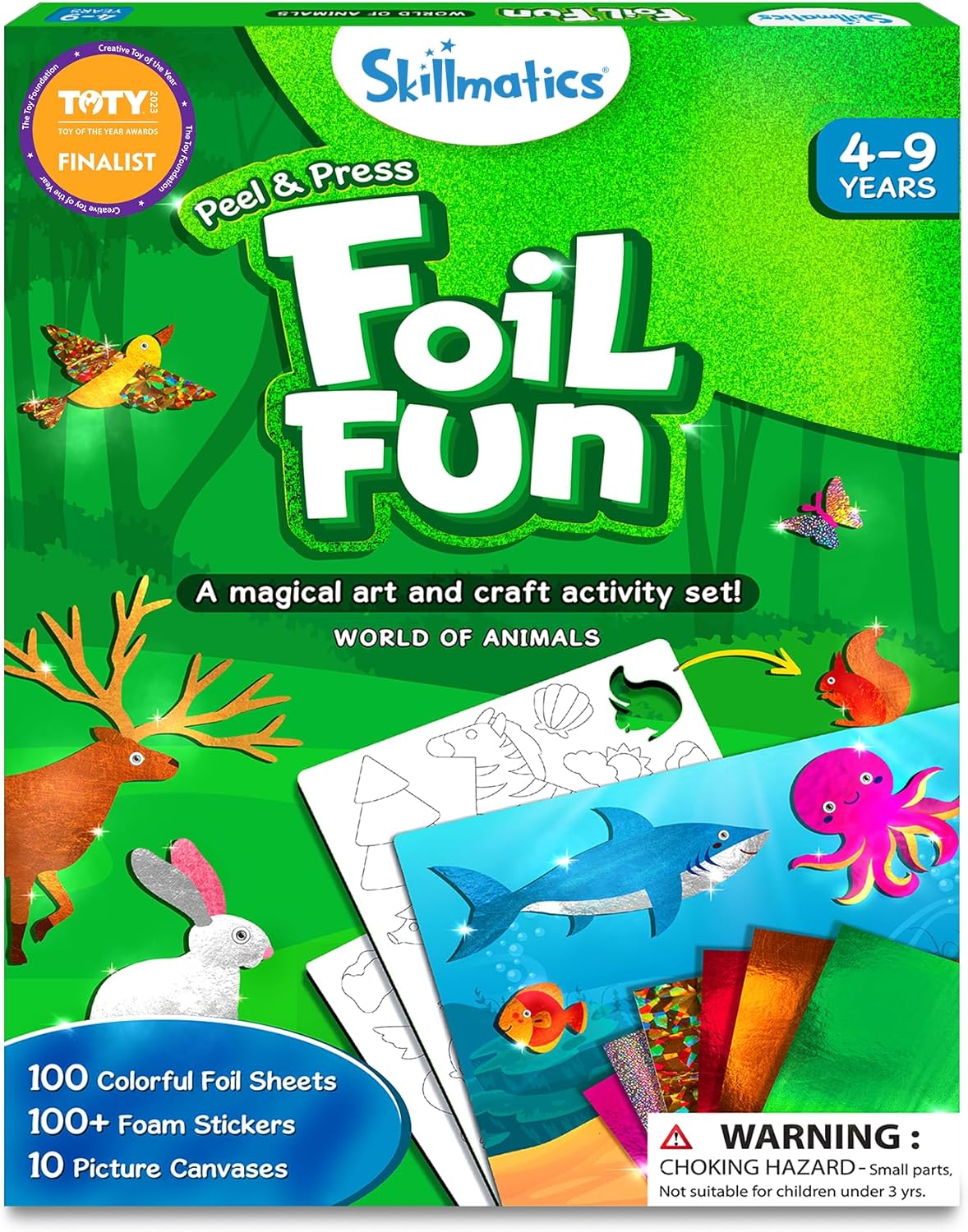 Skillmatics Foil Fun - Animals, Mess-Free Art for Kids, Craft Kits & Supplies, DIY Creative Activity, Travel Toys, Gifts for Girls & Boys Ages 4, 5, 6, 7, 8, 9