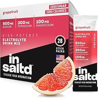 INSALTD™ Sugar Free Electrolytes Powder Packets with No Stevia Aftertaste | High-Potency Hydration Packets | Keto Electrolyte Drinks | Intermittent Fasting Drink Mix | 28 Pack (Grapefruit)