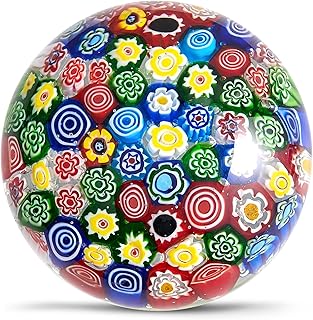 Hand Blown Glass Flower Figurine,Glass Paperweight for Birthday Gift