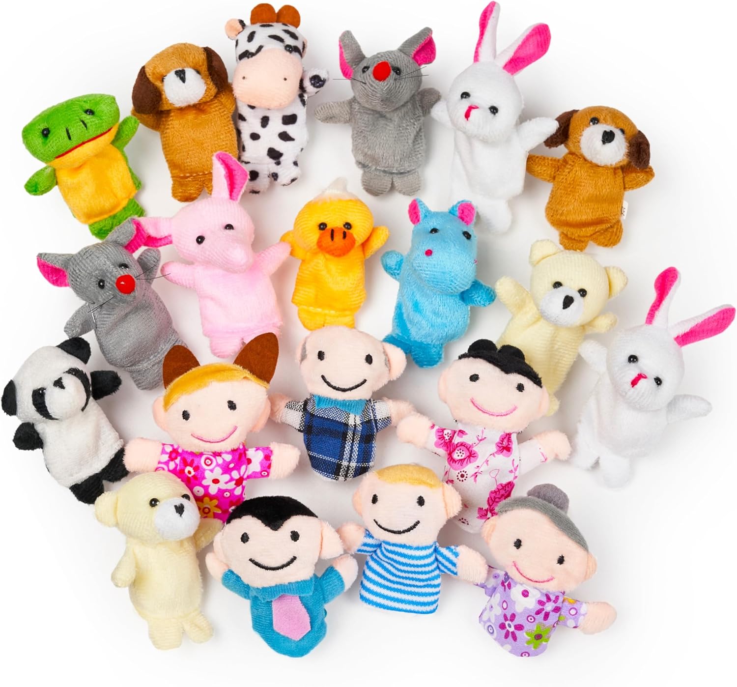THE TWIDDLERS 20 Plush Animal Finger Puppet Toys for Boys & Girls, Great for Parties & Party Bag Fillers for Kids, Includes Animal & People Puppets for Story Playtime