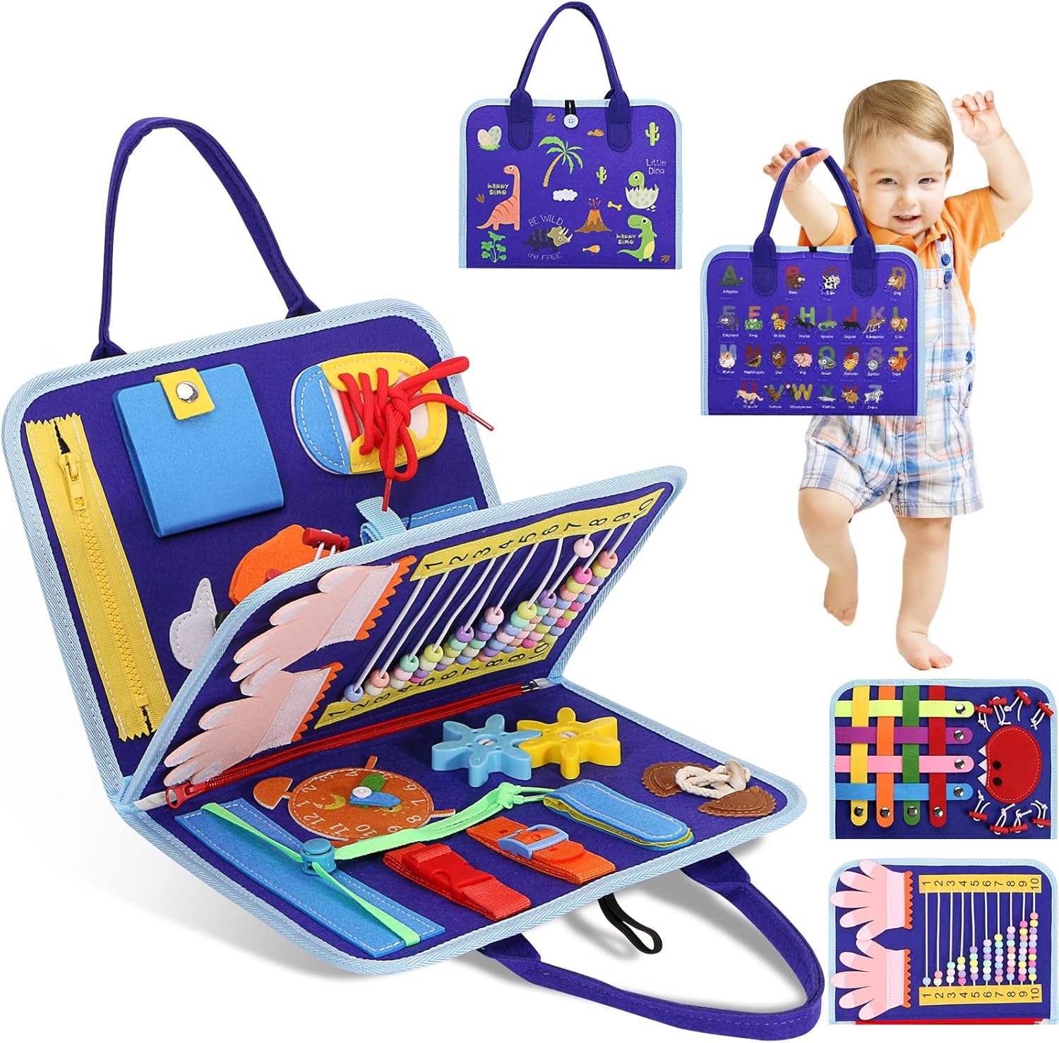 Busy Board for Toddlers, Montessori Sensory Toys Activity Board for Fine Motor Skills, Preschool Educational Learning Gifts for 1 2 3 4 5 Year Old Girls & Boys, Autism Toys, Car Airplane Travel Toy