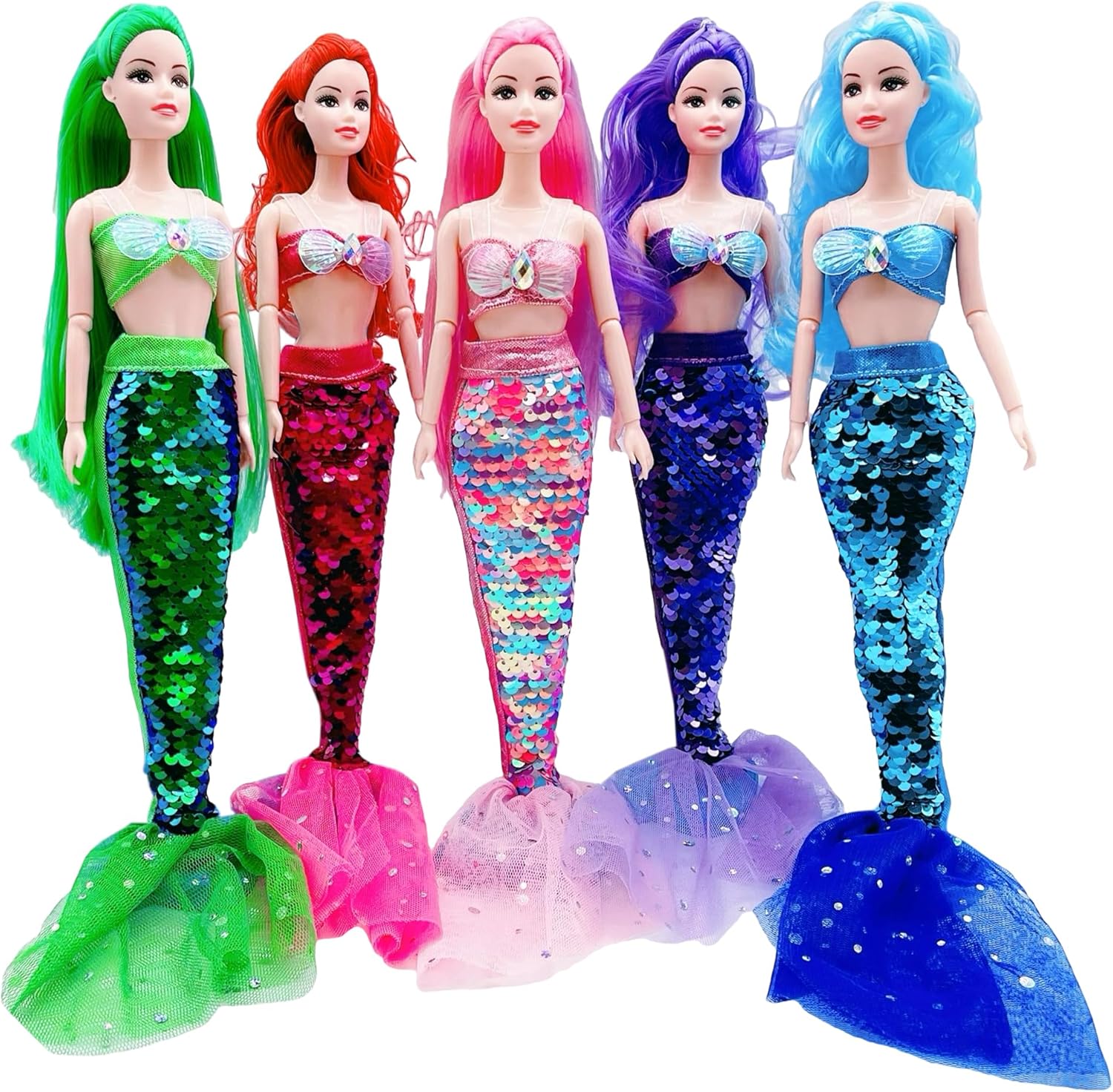Unicorn Element 5 Pcs 11.5 Inch Girl Doll Mermaid Tail Clothes and Accessories (Dolls are Not Included) - Mermaid Tail Summer Dress, Swimsuit, Bikini