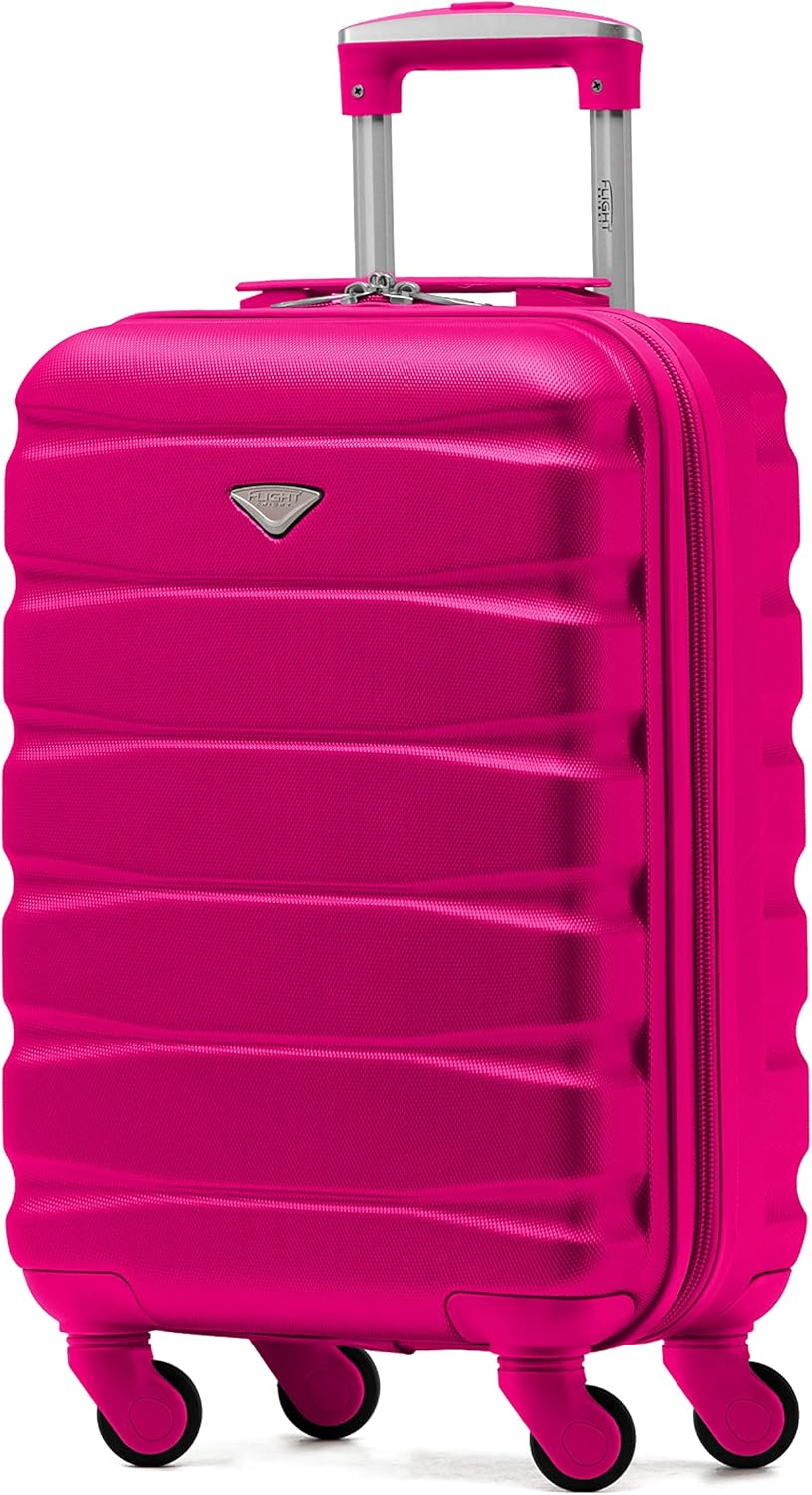 Flight Knight Lightweight 4 Wheel ABS Hard Case Small Suitcase Approved for Over 100 Airlines Including easyJet, British Airways, Ryanair, Jet2, Emirates & Many More - Carry On 55x35x20cm