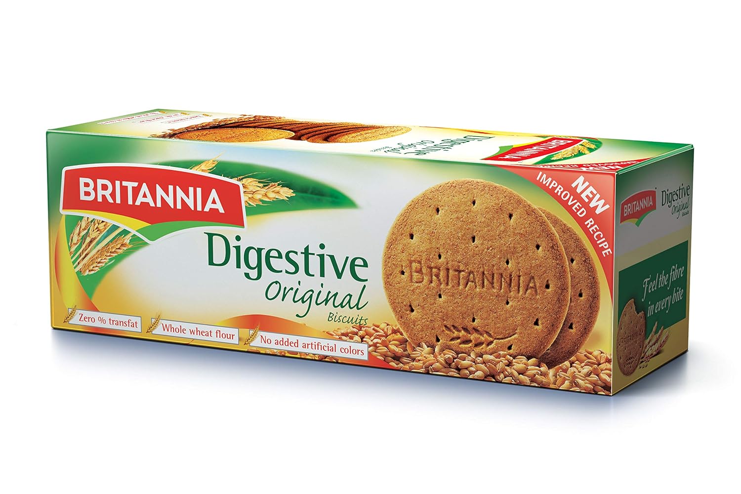 BRITANNIA Digestive Original Biscuits 14.11oz (400g) - Whole Wheat Flavor Cookies - Breakfast & Tea Time Healthy Snacks (Pack of 1)