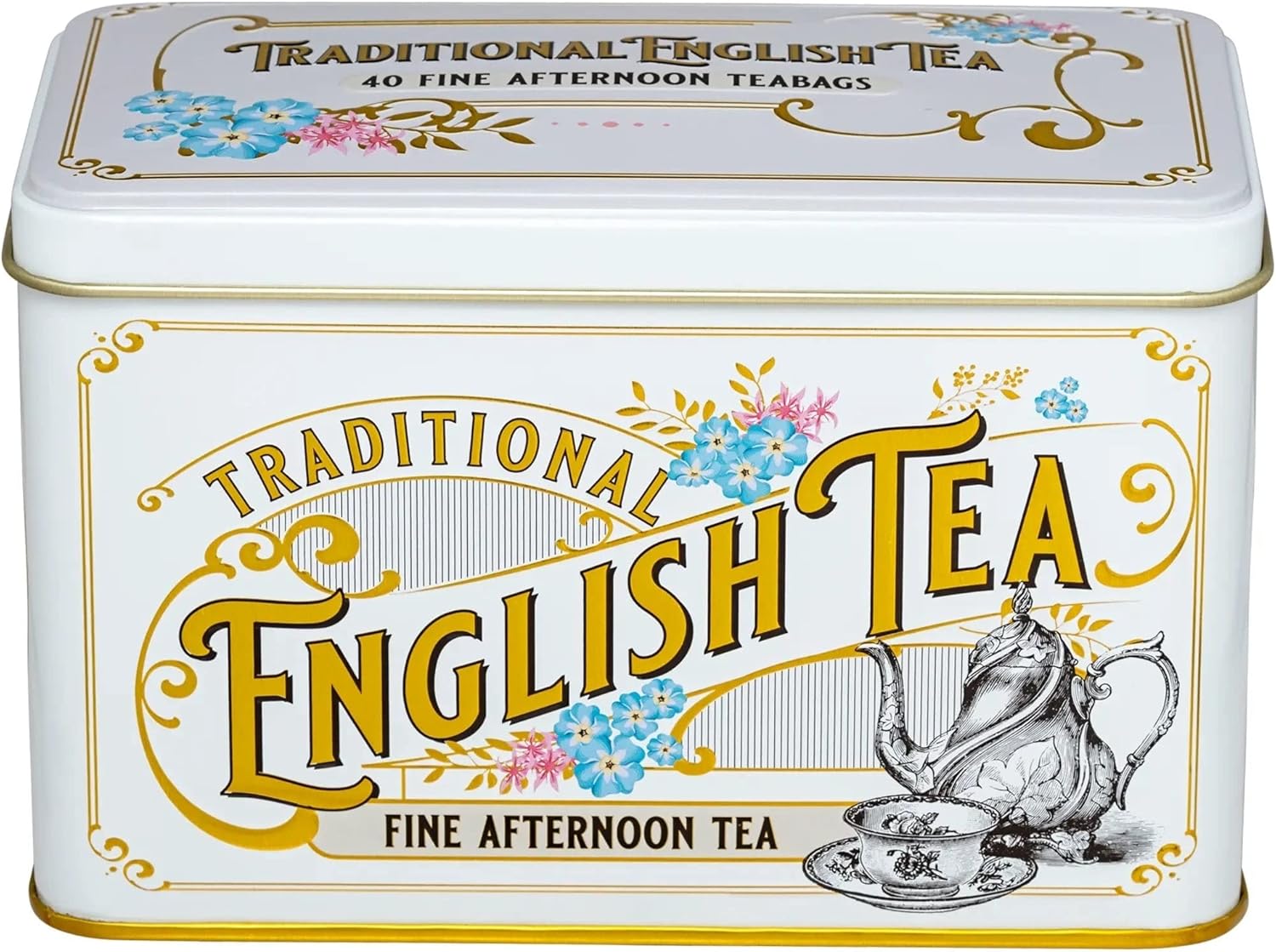 New English Teas Vintage Victorian Ivory Tea Caddy with 40 English Afternoon Teabags