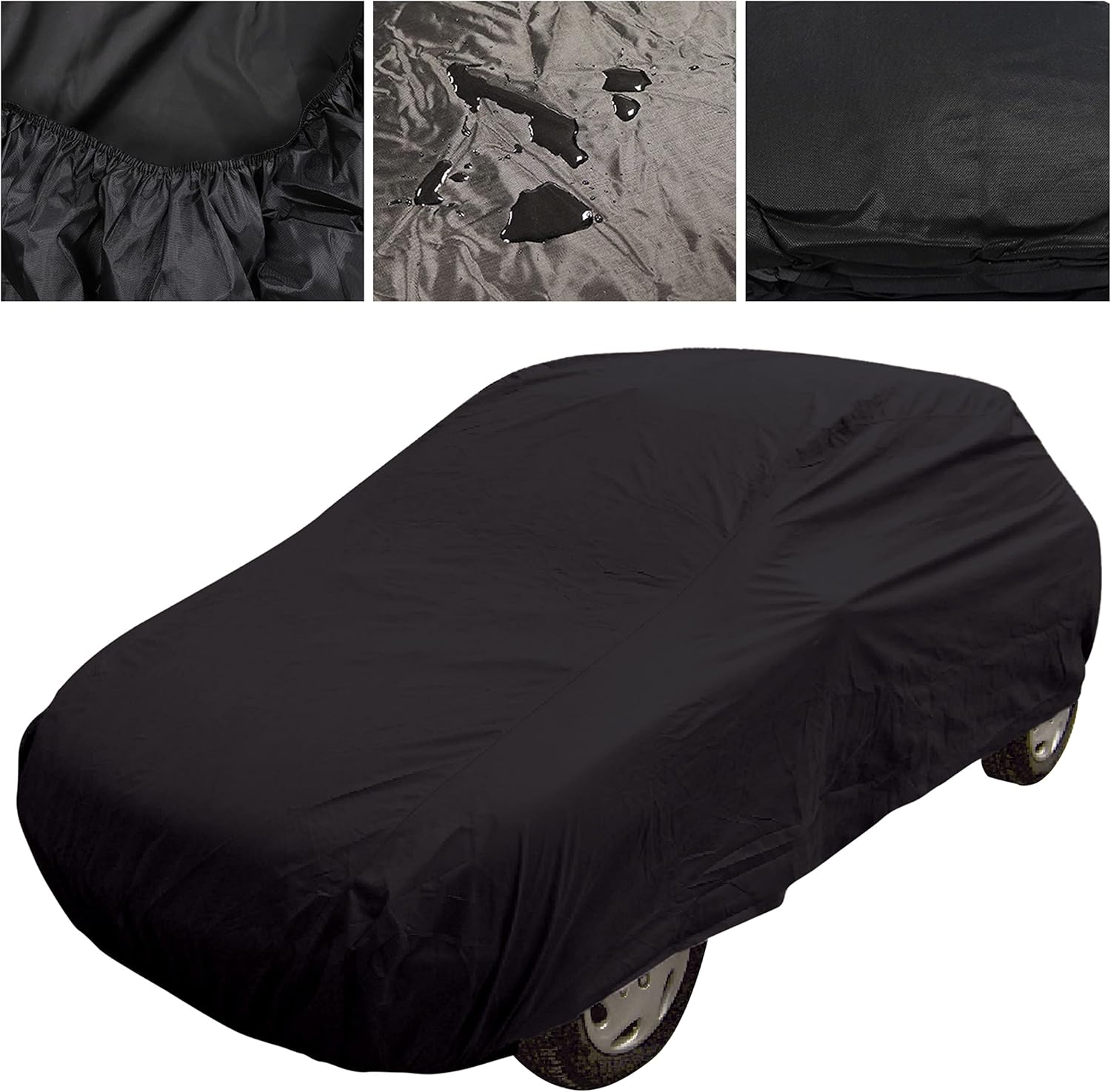 MP Essential Indoor & Outdoor All Season Water Resistant & Breathable Full Car Cover - BLACK (Small - L 160" x W 65" x H 47")