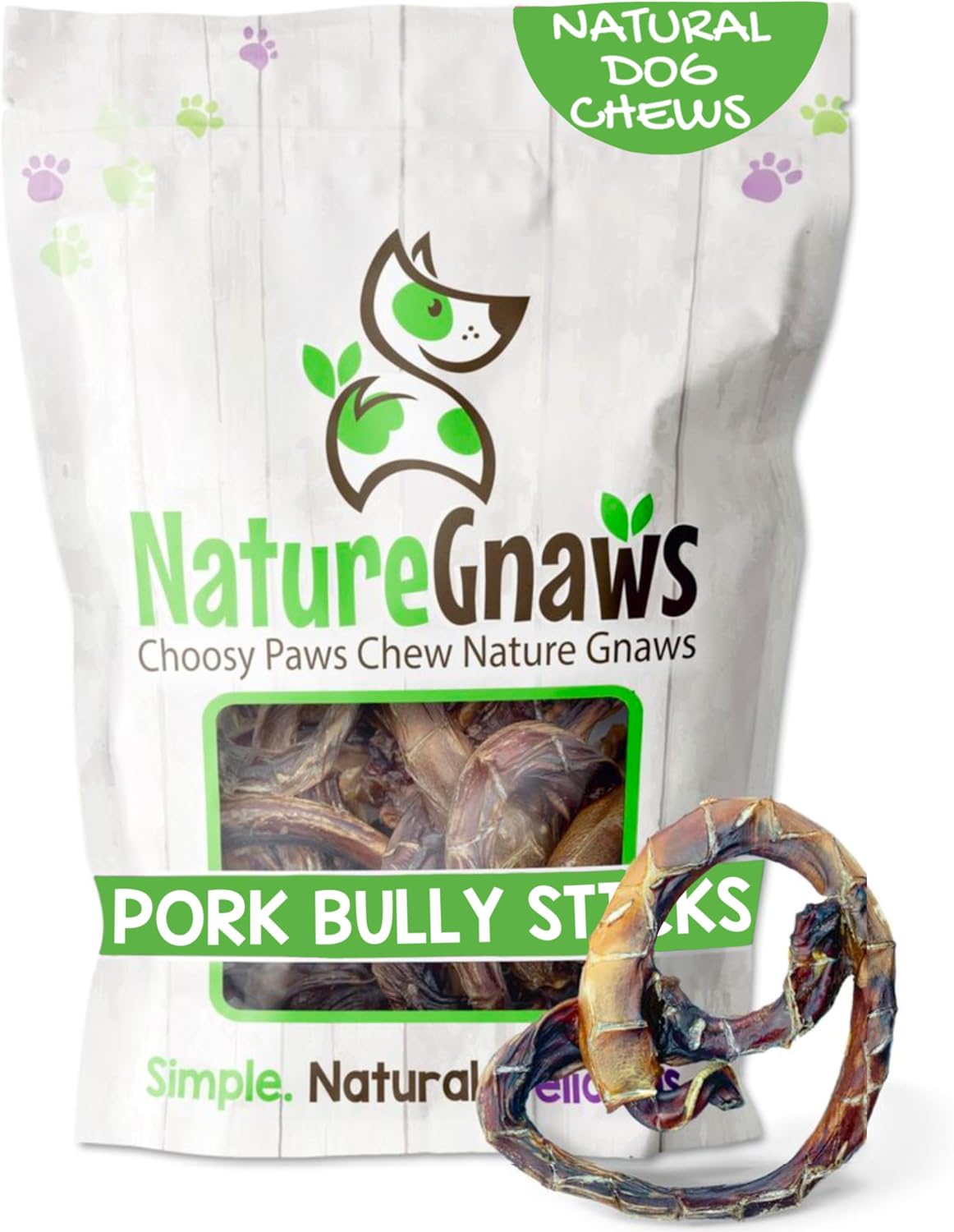 Nature Gnaws Pork Bully Stick Pretzels 4-5" Rawhide Free Dog Chew, 15 Count