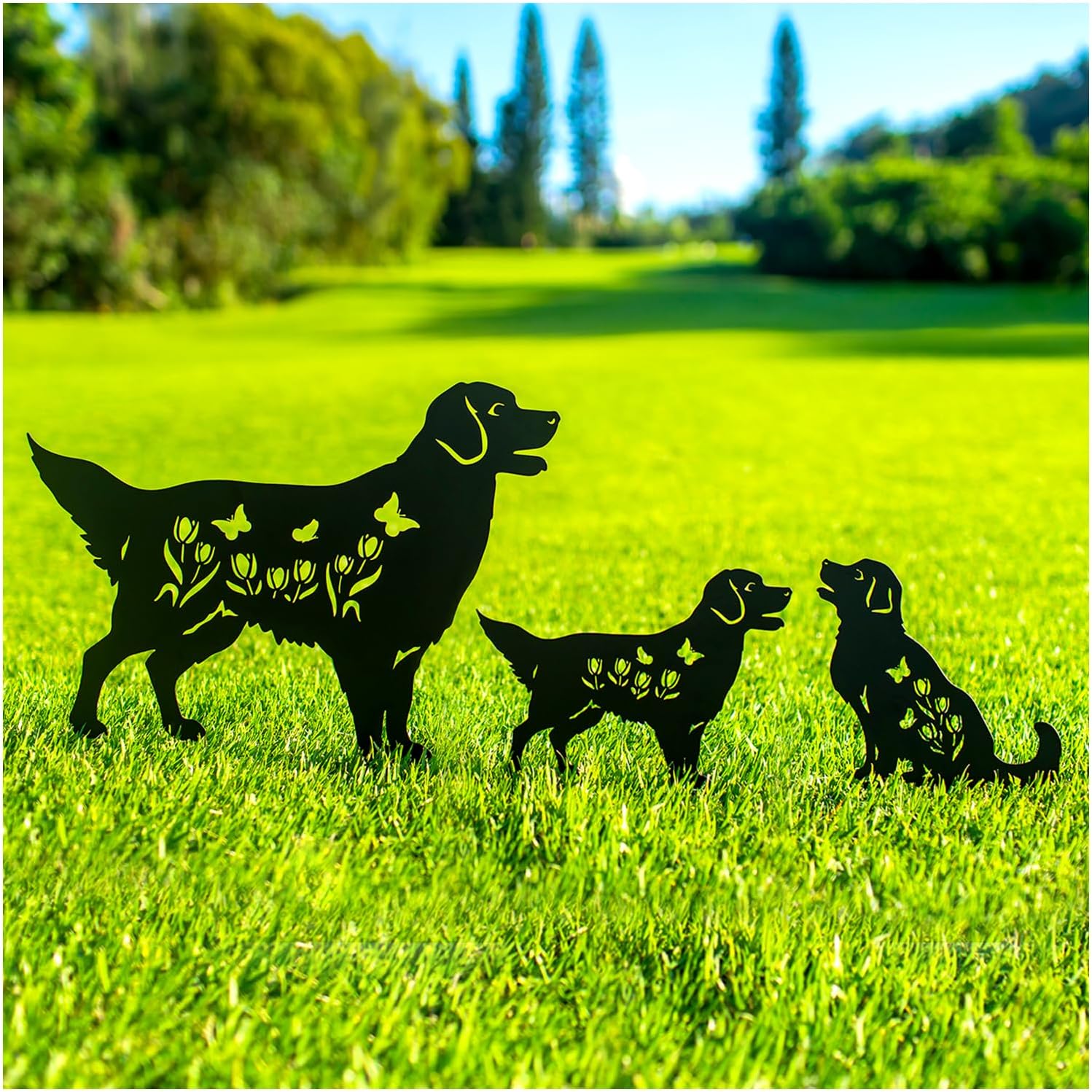 Golden Retriever Metal Garden Stakes Decorative Dog Gifts for Women/Men/Dog Lovers Gifts,Black Silhouette Statues for Yard Art,Outdoor Decor,Outside,Patio,Lawn Ornaments,Garden Decorations