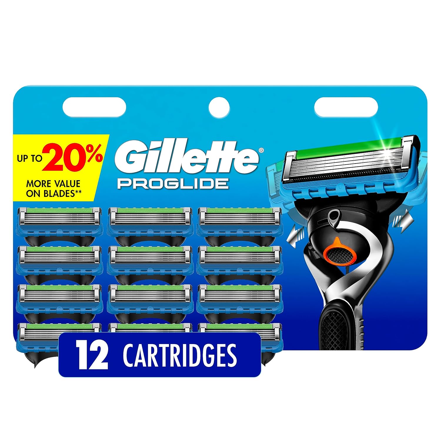 Gillette ProGlide Razor Refills for Men, 12 Razor Blade Refills