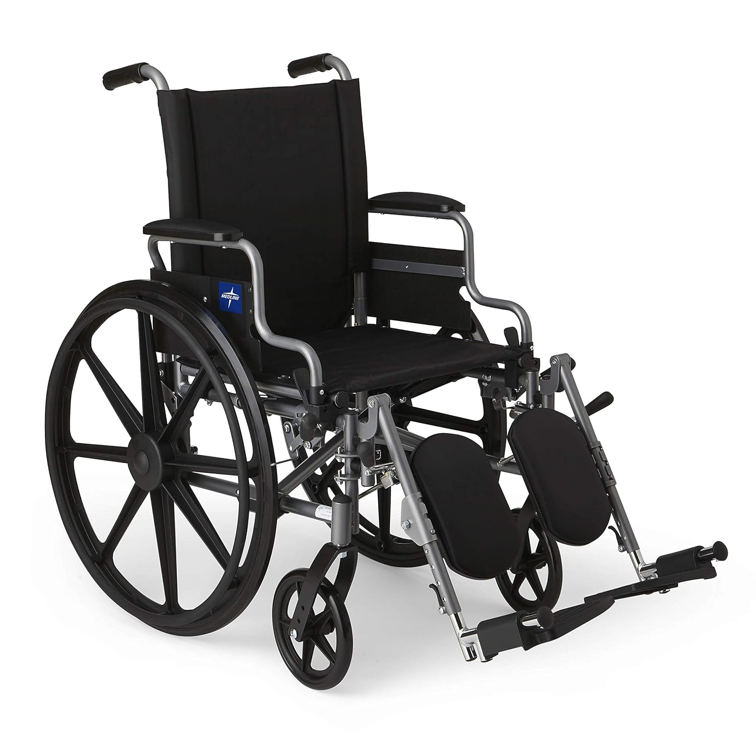 Medline K4 Basic Lightweight Wheelchair with 16" Wide Seat, Desk-Length Arms, and Elevating Leg Rests, 300 lb. Weight Capacity - Durable, Portable, and Comfortable Mobility Aid