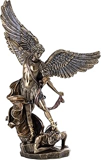 Top Collection Archangel St. Michael Statue - Michael Archangel of Heaven Defeating Lucifer in Premium Cold-Cast Bronze - 14.5-Inch Collectible Angel Figurine