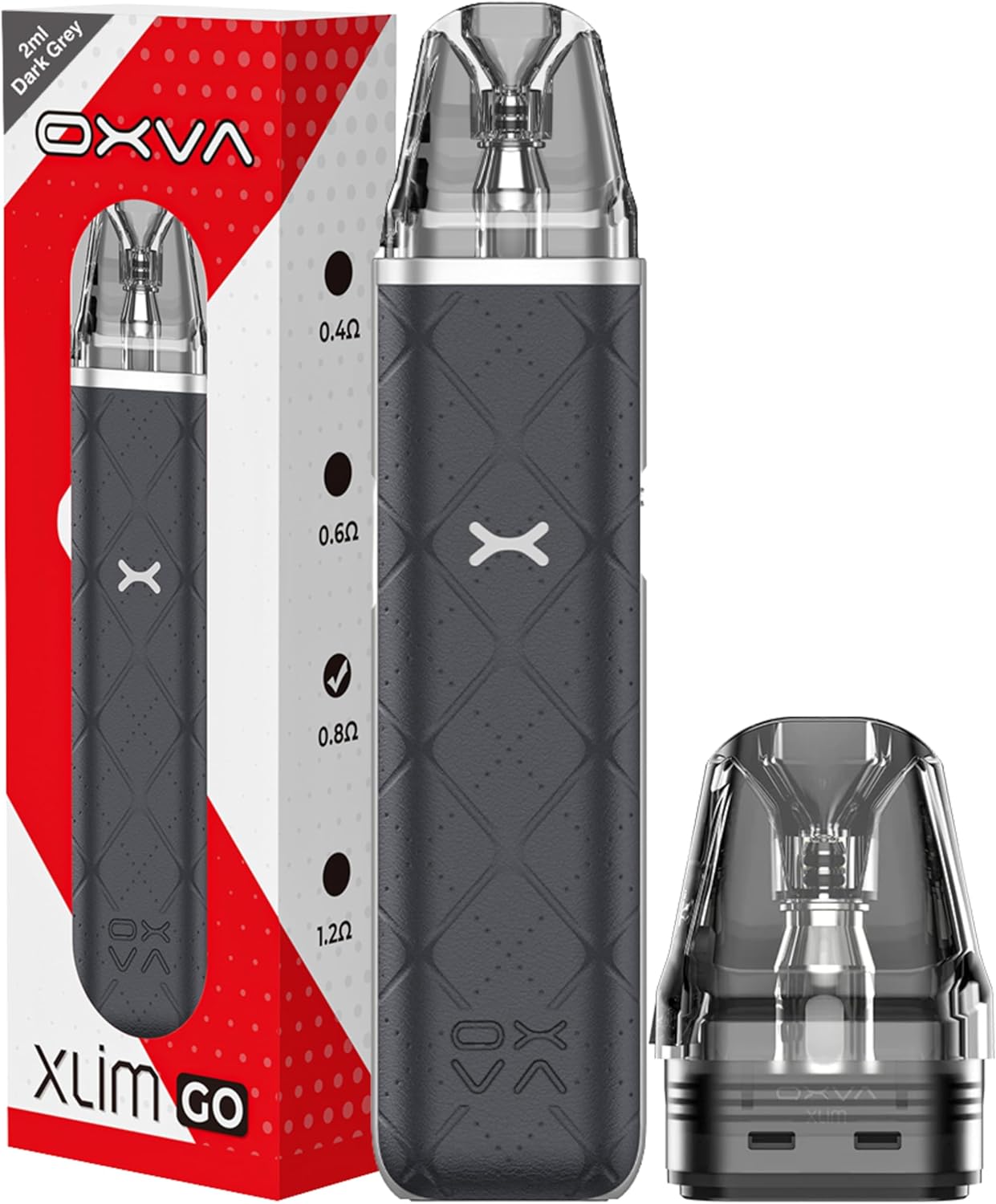 Oxva Xlim Go Pod Kit 1000 Mah Built In Battery Pods, Vape Kit, Xlim Pro, Mod, Refillable, Xlim Vape, No Nicotine (Dark Grey)