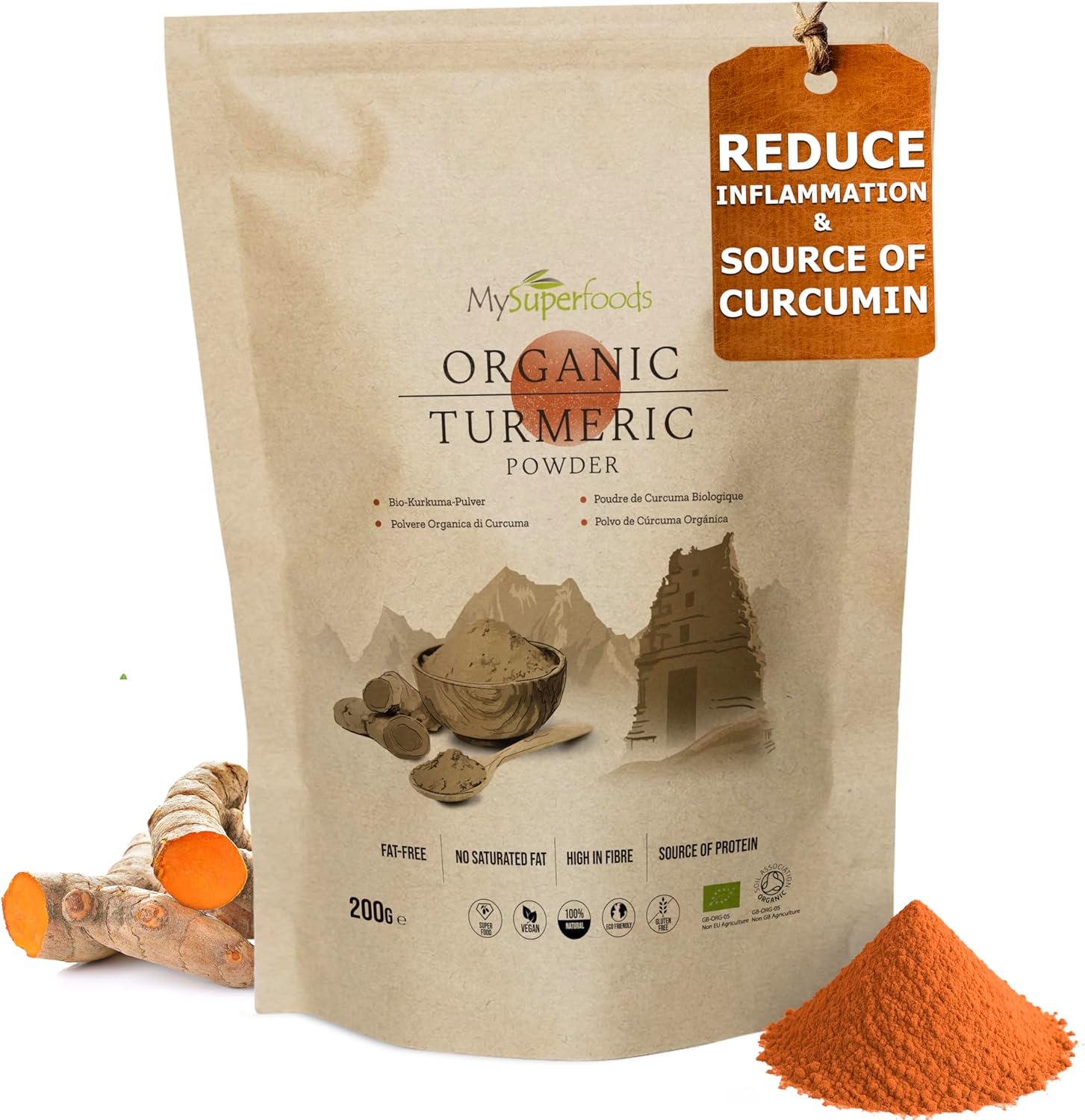 MySuperfoods Organic Turmeric Powder (200g), Natural Source of Curcumin