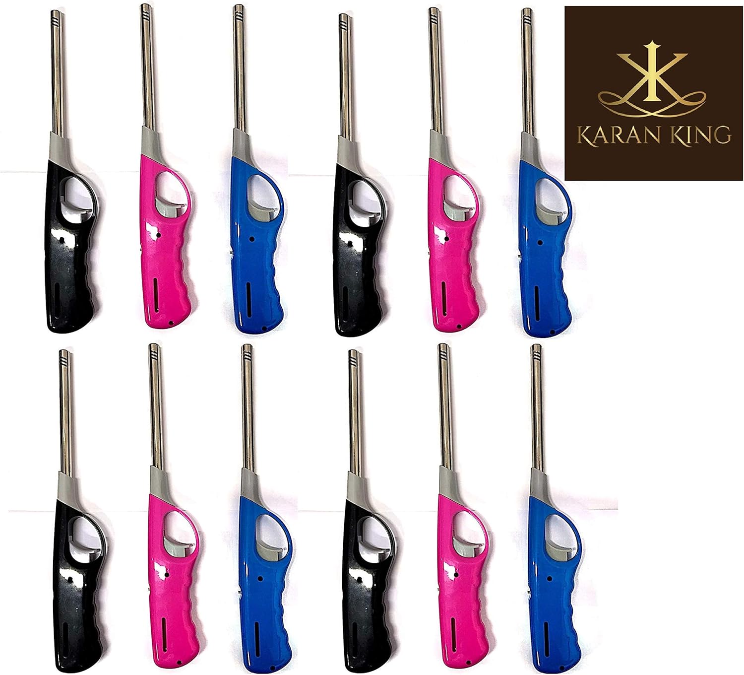 KING KARAN® 12pc BBQ Lighters Refillable Safety Gas Candle Fire BBQ Lighter