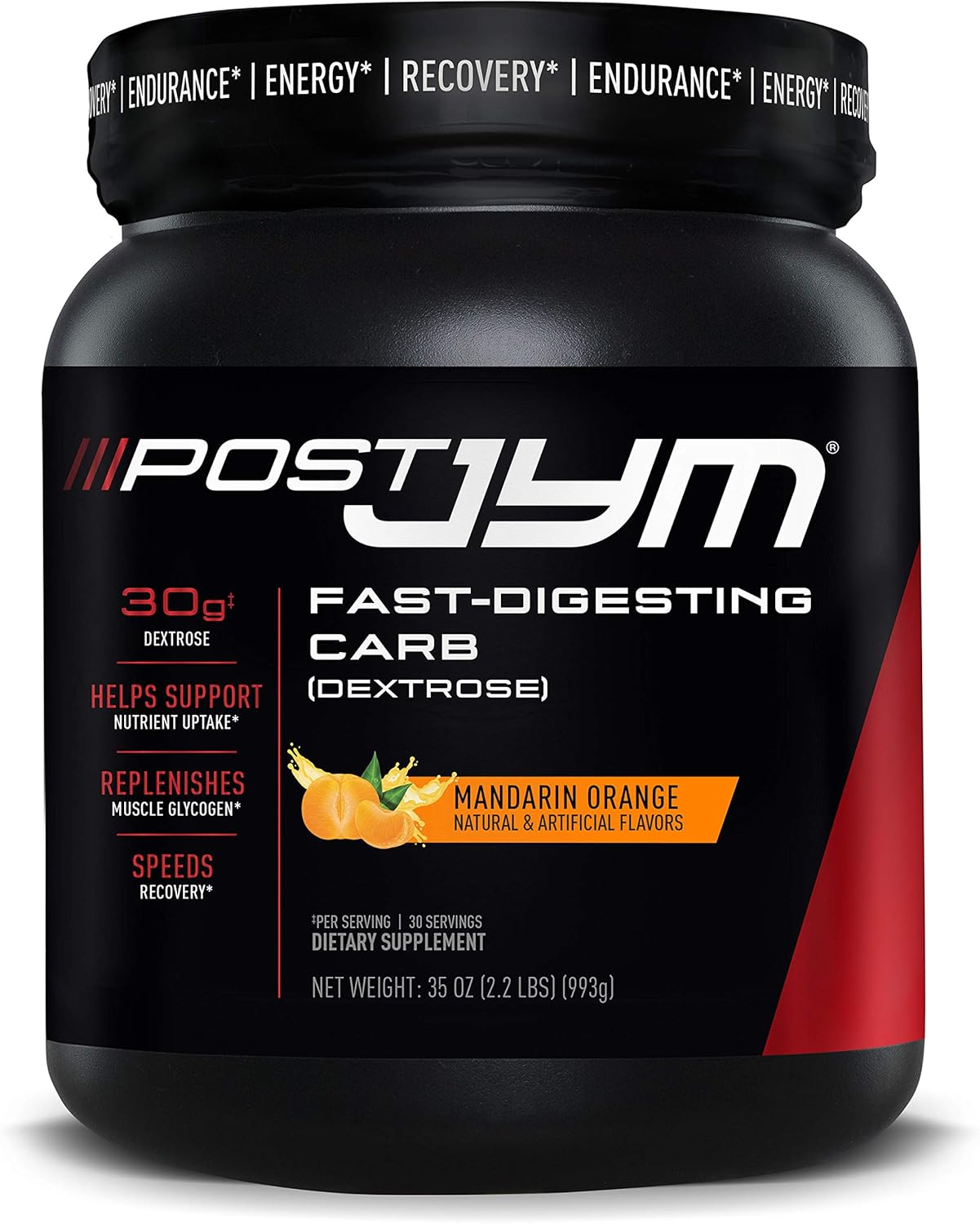 JYM Supplement Science Post Fast-Digesting Carb - Post-Workout Recovery Pure Dextrose, JYM Supplement Science, Mandarin Orange Flavor, 30 Servings