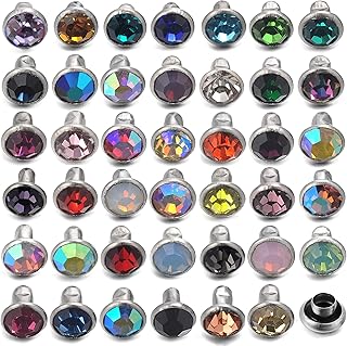 100 Sets 4MM Mixed Colors Cz Crystal Rivets Rhinestone Rivets Studs Rapid Rivets Silver Color Spots Studs for Leather Craft DIY Making