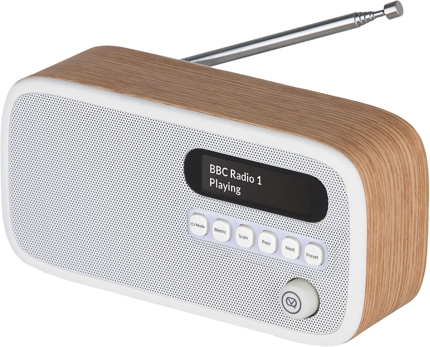 VQ Dexter Portable DAB Radio with Bluetooth - Built-in Rechargeable Battery Powered Radio - Digital DAB Radios Alarm Clock with Dual Alarms & Sleep Timer - DAB+ Radios Mains Powered - Oak