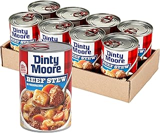 DINTY MOORE Beef Stew, 15 oz (8 Pack), Fully Cooked & Ready-To-Eat with Fresh Potatoes & Carrots, Gluten-Free, 10g Protein, No Preservatives, Perfect for Noodles, Biscuits & Hot Pies