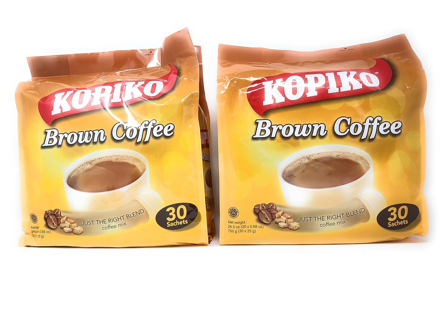 Kopiko Instant 3 in 1 Brown Coffee - 30 Packets/Bag (26.5 Oz per Pack), Pack of 2