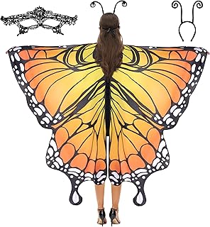 Spooktacular Creations Adult Butterfly Wing Adult with Lace Mask and Black Headband for Adult Women Halloween Costume