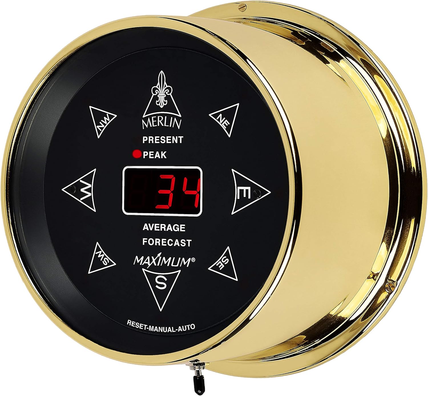 Maximum Inc. Merlin Digital Wind Instrument – Brass Case, Black Dial