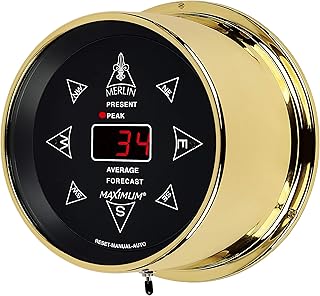 Maximum Inc. Merlin Digital Wind Instrument – Brass Case, Black Dial