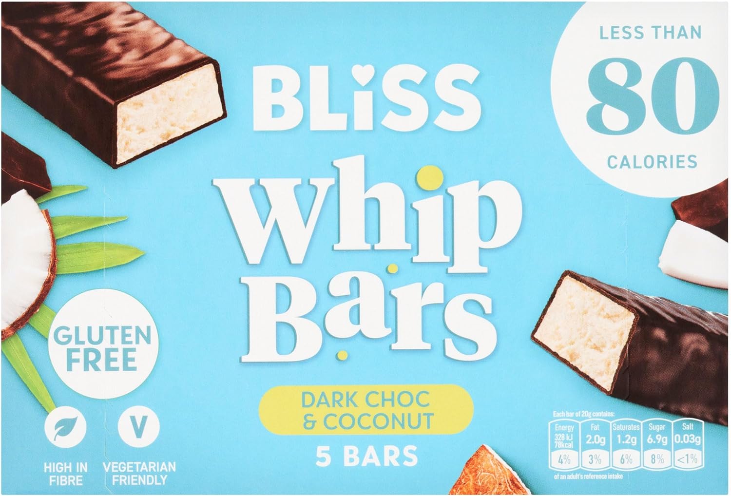 Bliss Dark Choc & Coconut Whip Bars 5 x 20g (100g)