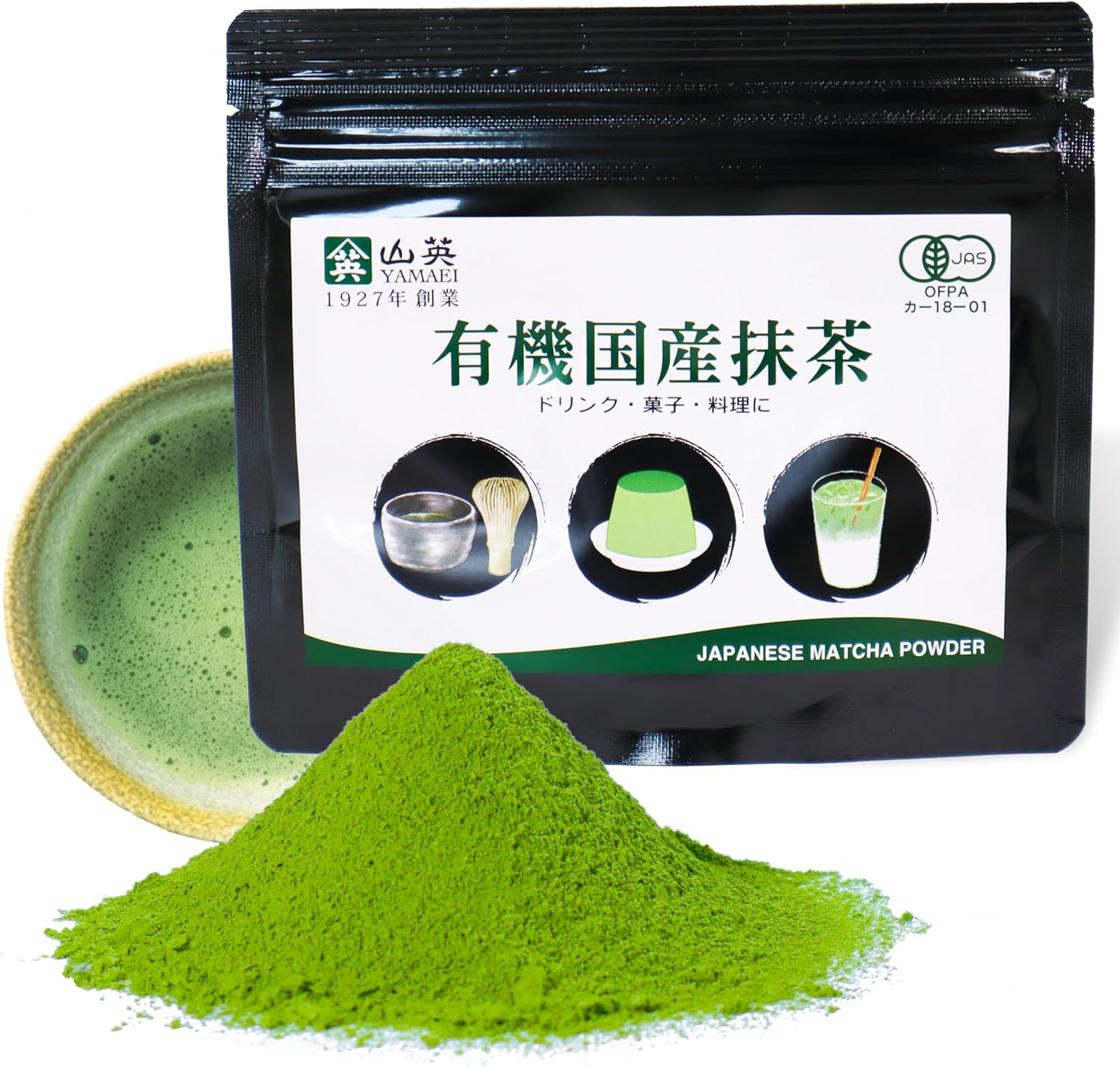 YAMAEI Matcha Powder, Japanese Green Tea, 30g, Ceremonial Grade, First Harvest, Use for Drinking, Latte