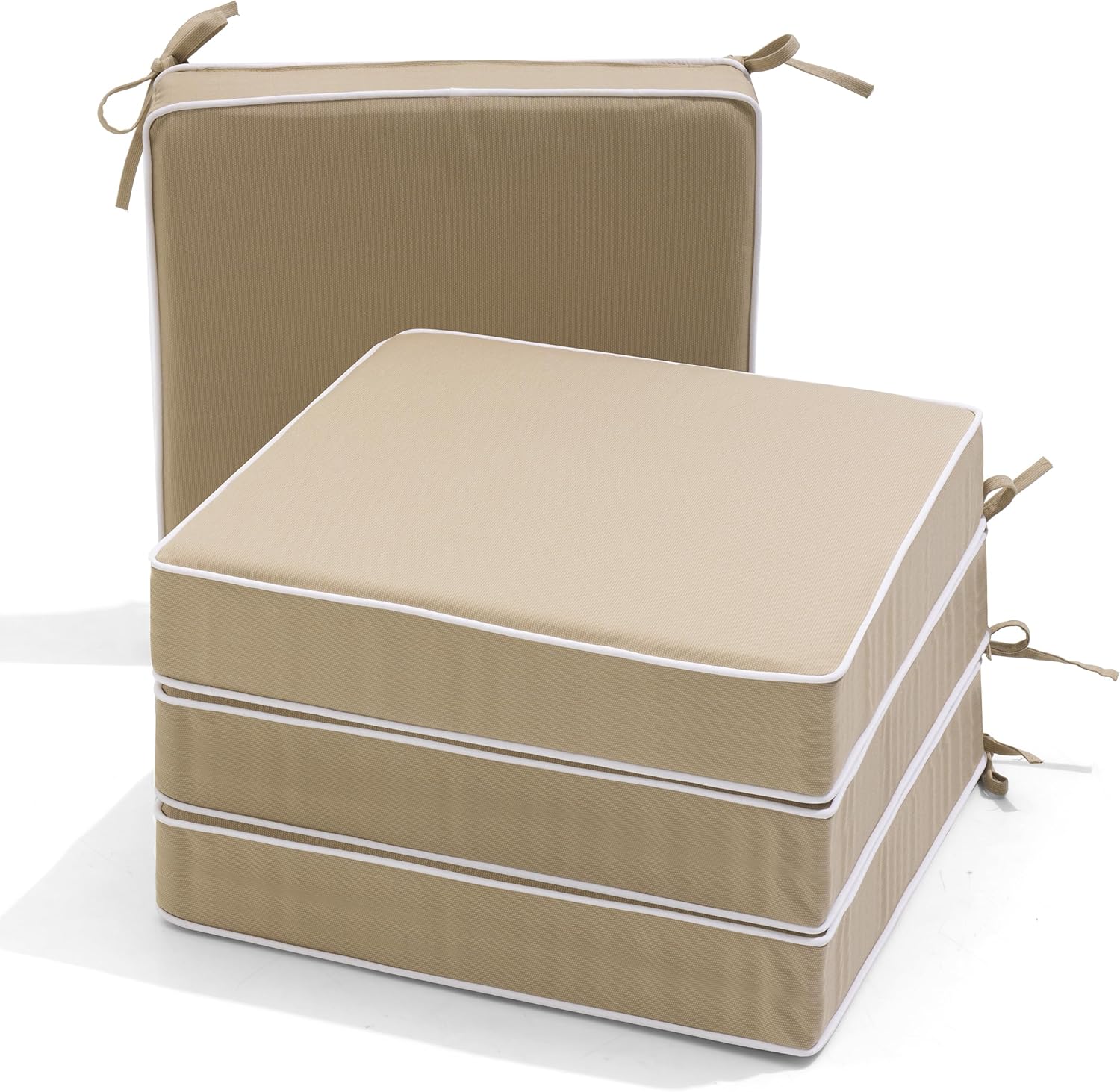 Crestlive Products Outdoor Chair Cushions Set of 4, Patio Furniture Outdoor Seat Cushions 19 x 19 x 2.5 inch, Water Resistant, Fade Resistant Cushions for Outdoor Furniture - Beige