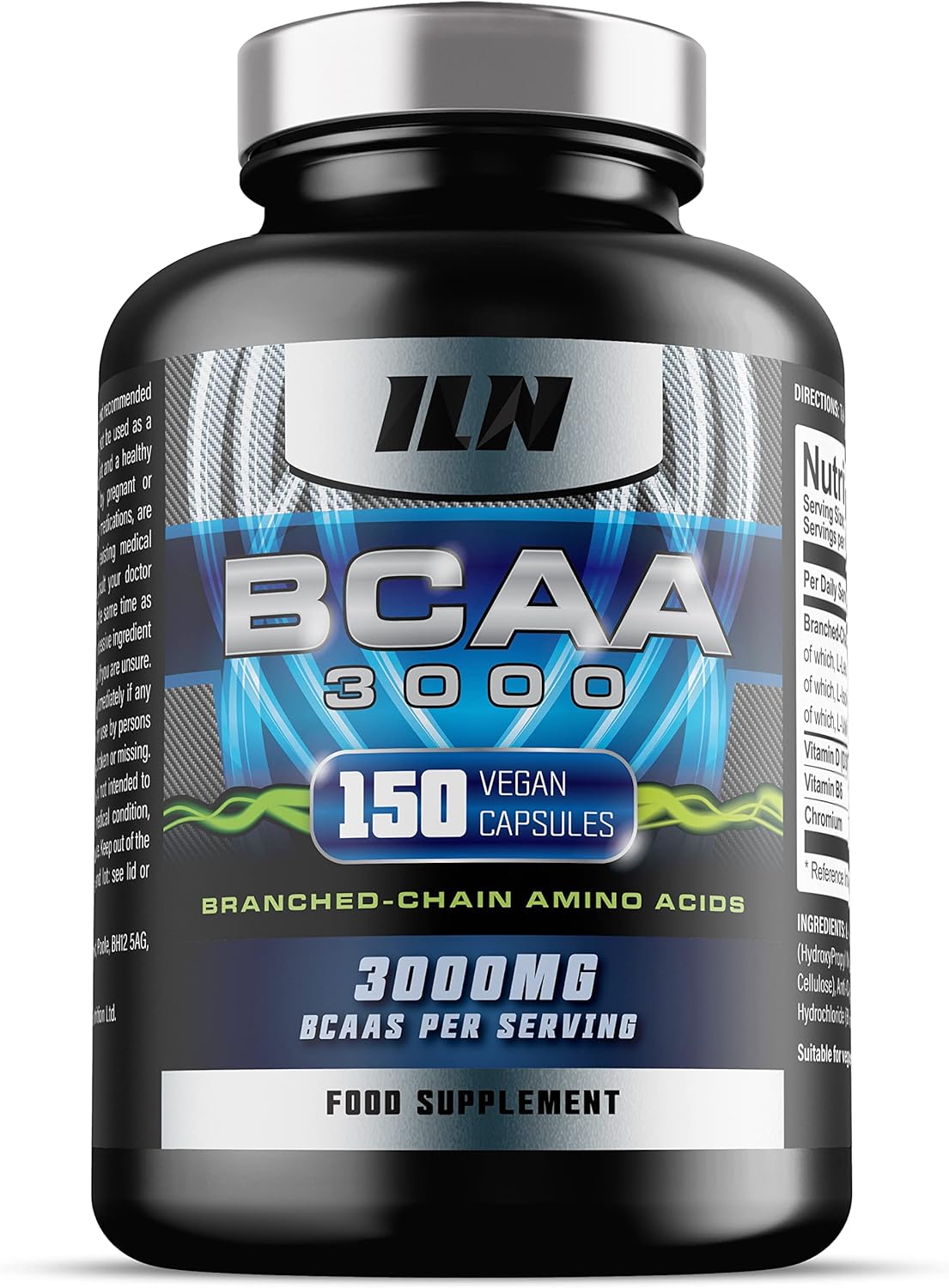 BCAA Capsules 3000mg – 2:1:1 Amino Acid Supplements (150 Capsules – 1 Month Supply) – Vegetarian BCAA Tablets