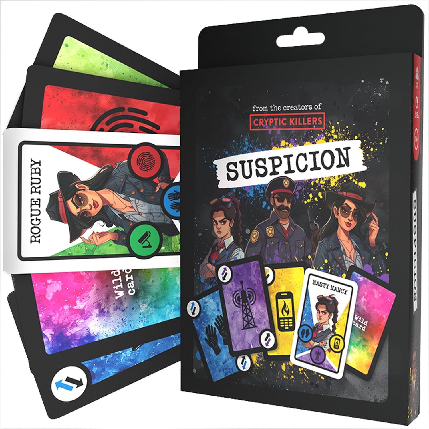 Cryptic Killers SUSPICION Card Game, 2-7 Players, Detective Arrest Strategy, 14+, Family Game Night