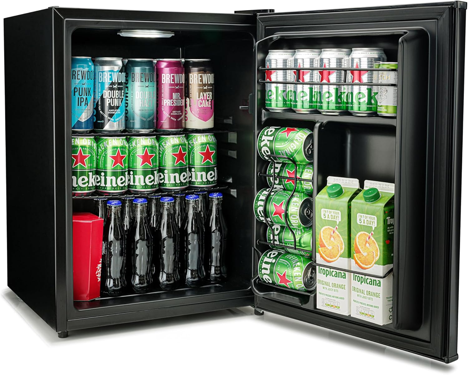 Subcold Cave60 LED Solid Door Beer Fridge for Wine & Drinks | Mini Chiller with Can Dispenser | Quiet Small Frost-Free Larder | 54 Cans (Black)