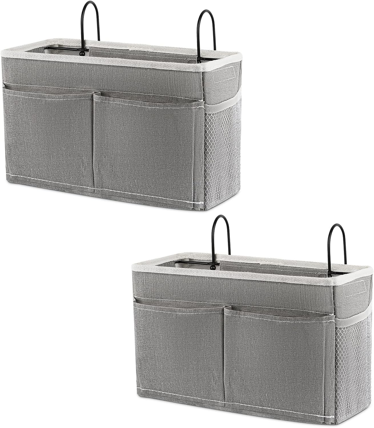 2 Pack Bedside Caddy Organizer Hanging Storage Bag for Dormitory Hospital (Grey)
