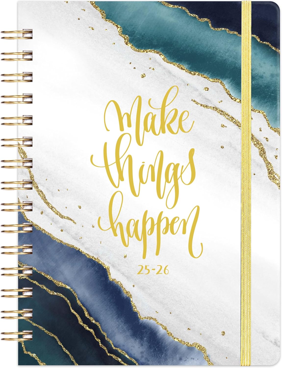 Academic Diary 2025-2026 - Diary 2025-2026 a5 Week to View from Aug. 2025 to Jul. 2026, Twin-wire Binding, Hard Cover, Elastic Closure, 21.5 x 15.5 x 1.5 cm, green and blue