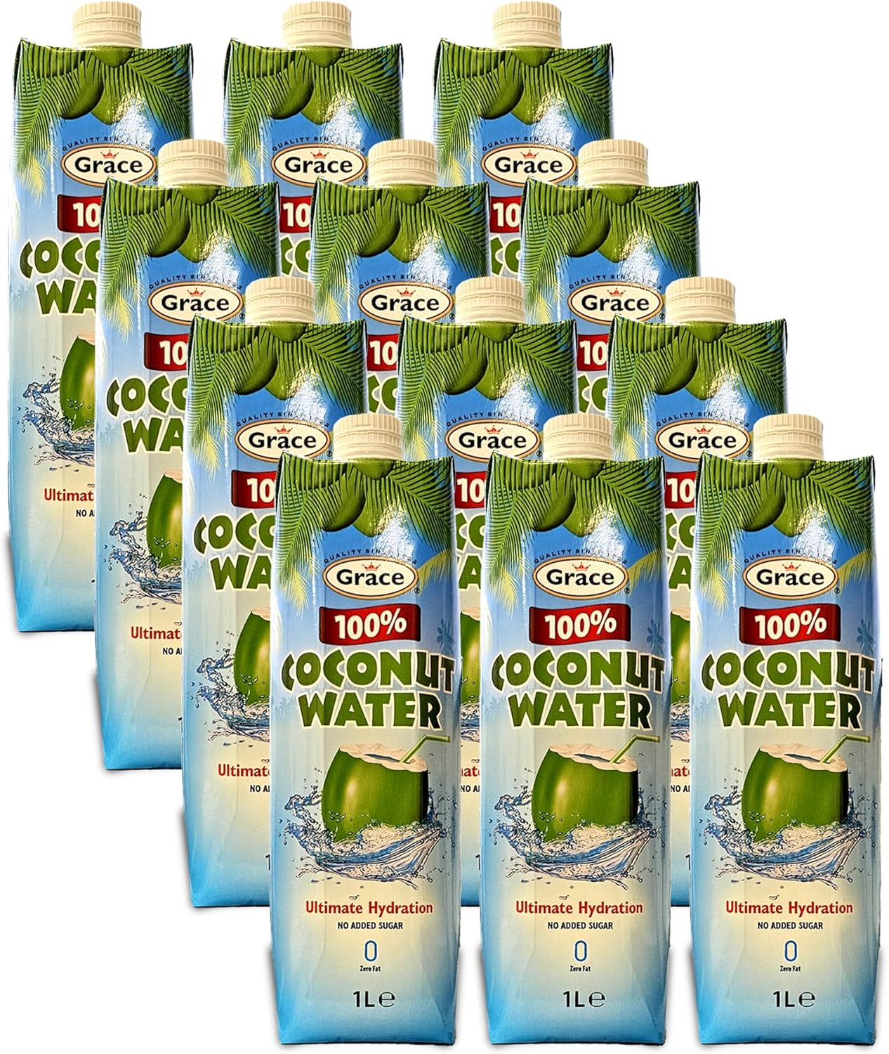 Grace Coconut Water No Added Sugar Zero Fat 1 Litre - 12 Pack