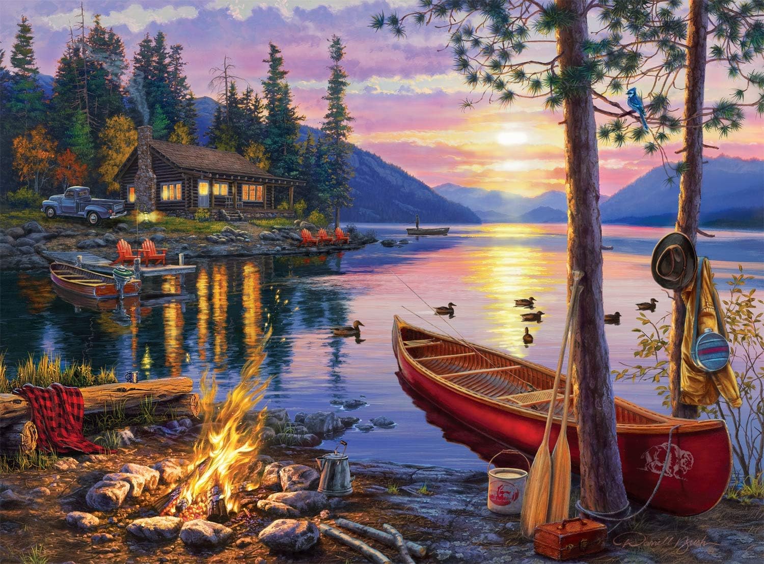 Buffalo Games - Darrell Bush - Canoe Lake - 1000 Piece Jigsaw Puzzle For Adults - High Quality Challenging Puzzle Perfect for Game Nights - Finished Puzzle Size is 26.75 x 19.75