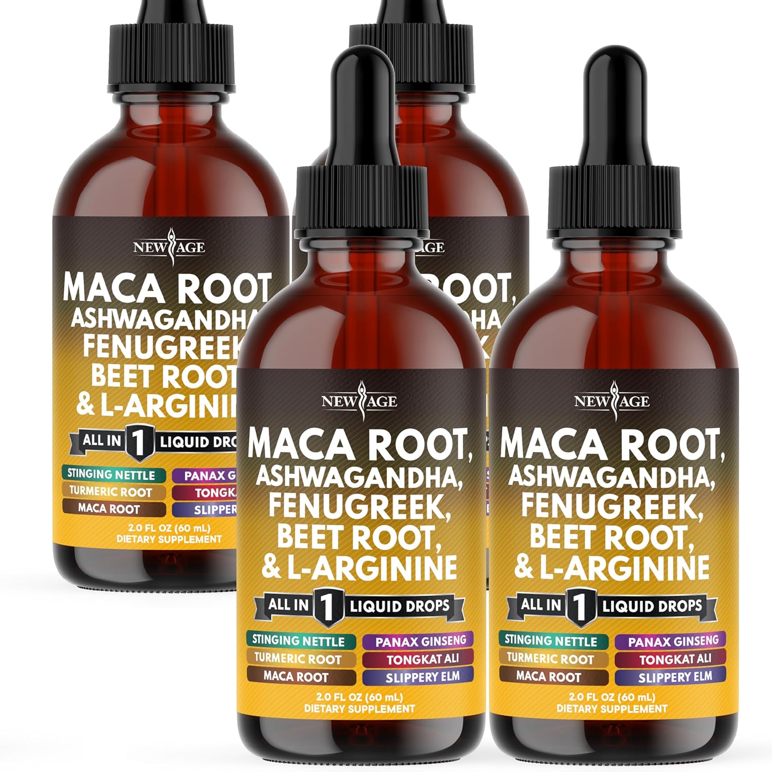 Organic Maca Root Liquid Drops with Ashwagandha, Nettle, Fenugreek, Beet Root and L-Arginine Liquid Multivitamin for Women and Men - 8oz