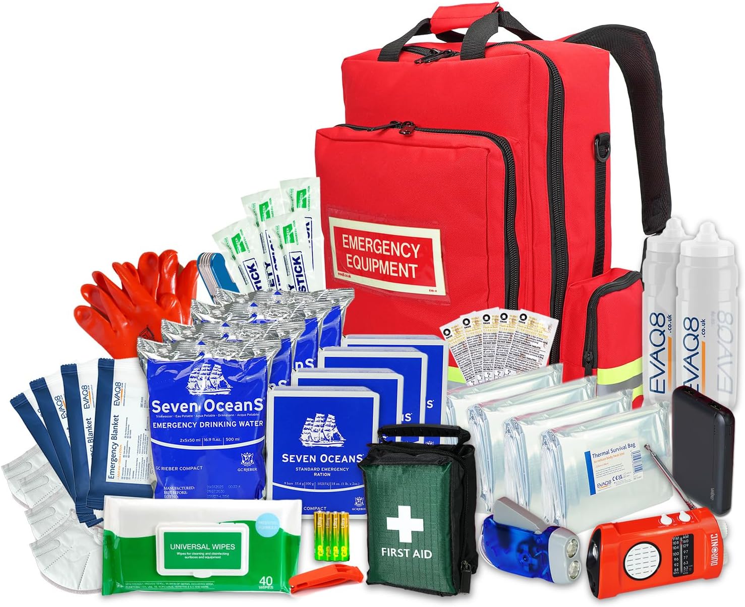 EVAQ8 Go-Bag 4 Person Go Bag For Emergency Preparedness 72 Hour Kit