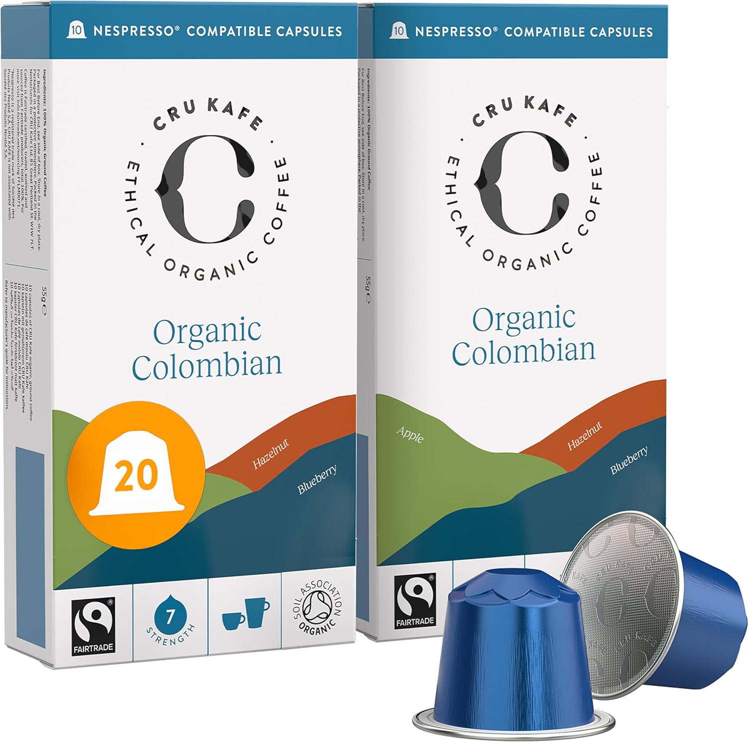 Cru Kafe Organic Colombian Arabica Espresso Single-Serve Organic Arabica Coffee Pods (20 Pods) Compatible with Nespresso Original Line