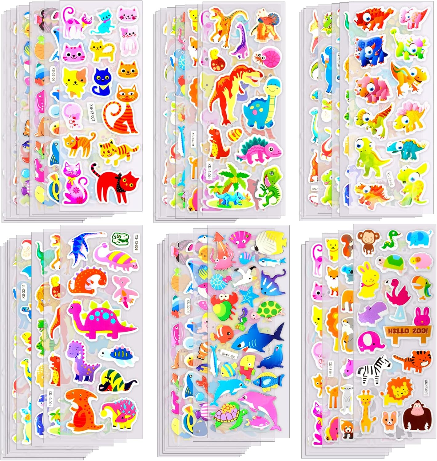 OWill 40 Shees of 1000 Children's Reward Stickers 3D Stickers Sheets Puffy Stickers for Toddlers Rewarding Gifts Scrapbooking Party Bag Fillers Including Animals, Dinosaurs, Numbers, Fruits, Stars
