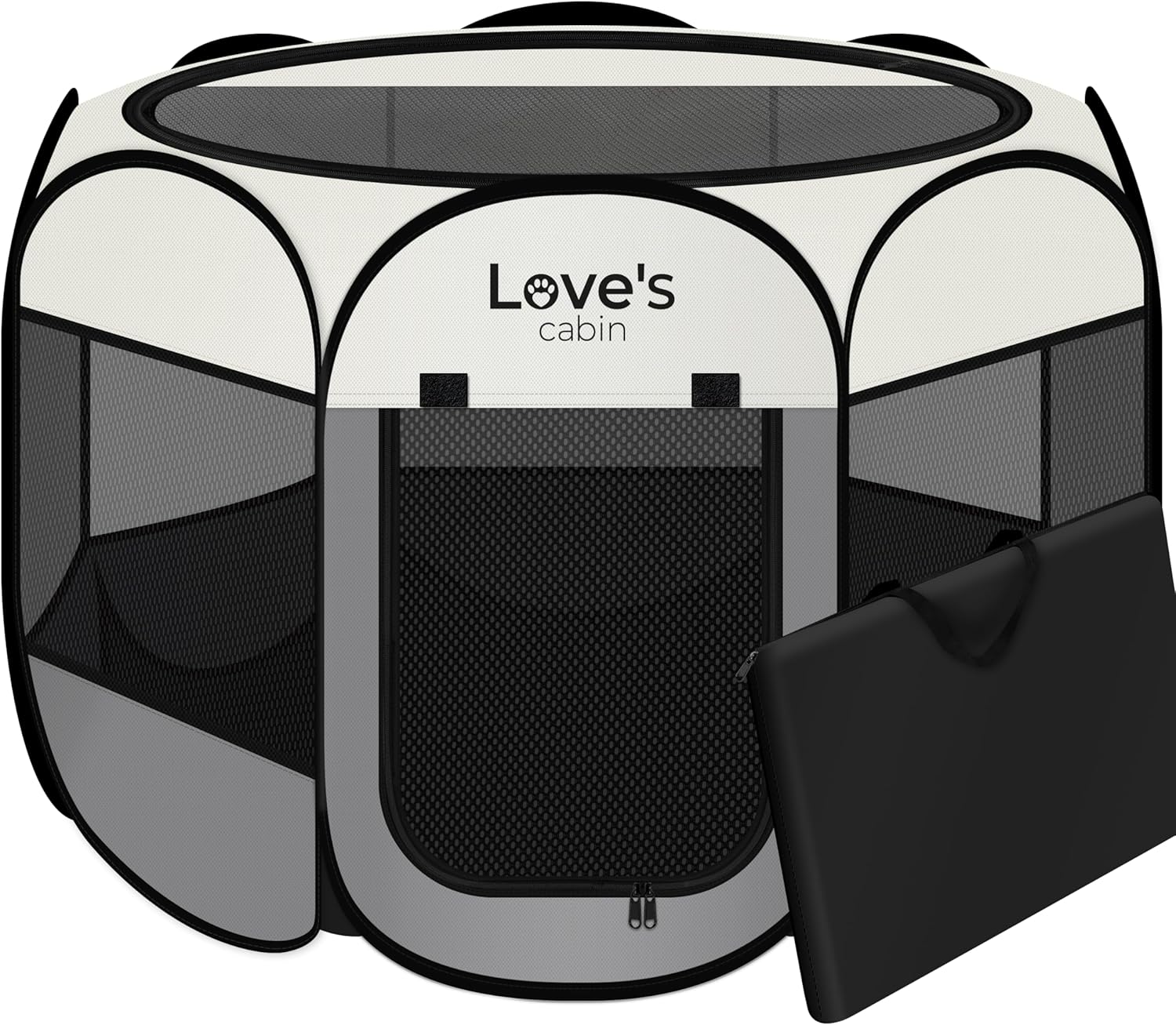 Love's cabin Pet Puppy Dog Playpen, Small Dog Tent Crates Cage Indoor/Outdoor, Portable Playpen for Cat, Foldable Pop Up Dog Kennel Playpen with Carring Case, Removable Zipper Top, Grey