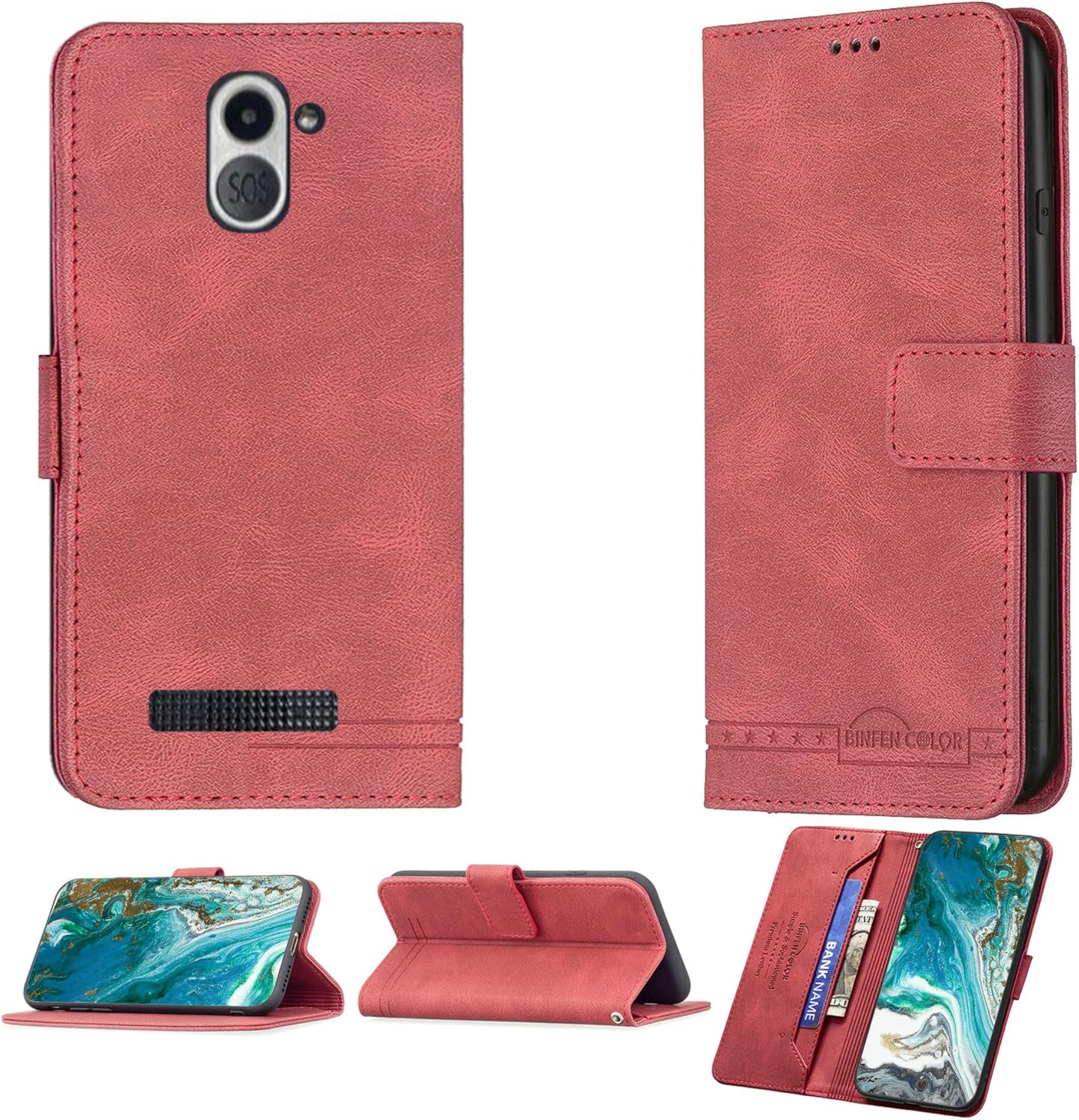 Aroepurt BERGSTROM H634 4G Case Compatible with BERGSTROM H634 4G Phone Case Cover Flip Stand Cover PU Leather BF09 Wallet Case Red
